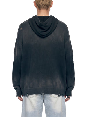 Unisex Distressed Full Zip Sweater