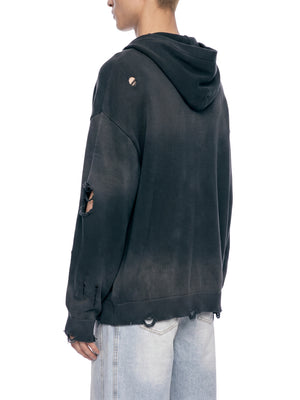 Unisex Distressed Full Zip Sweater