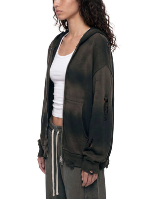 Unisex Distressed Full Zip Sweater