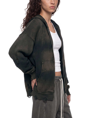 Unisex Distressed Full Zip Sweater