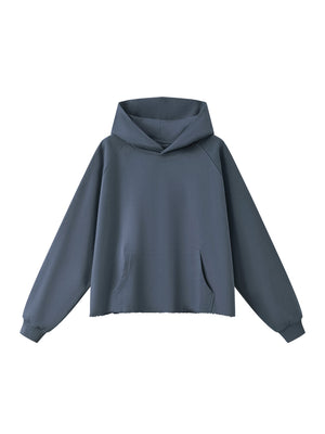 Unisex Vintage Wash Raw Edge Boxy Hoodie