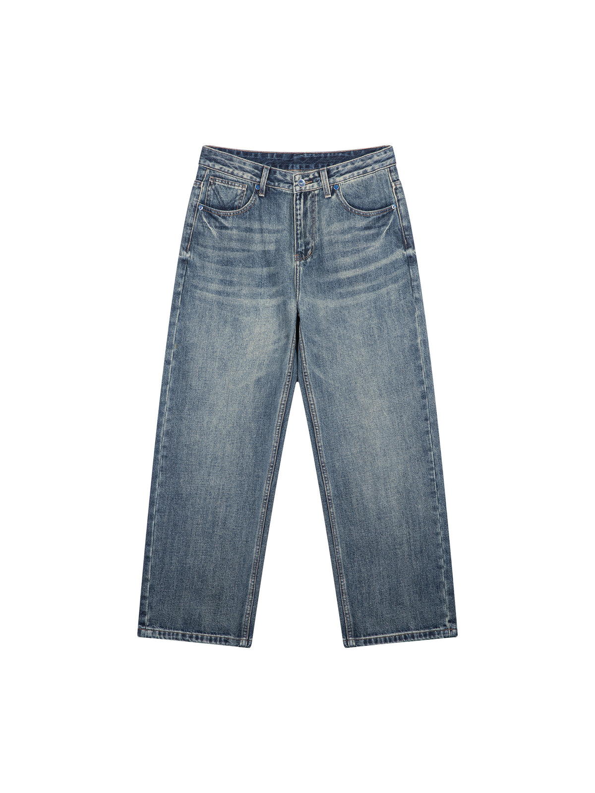 Men's Vintage Wash Straight Leg Denim Jeans