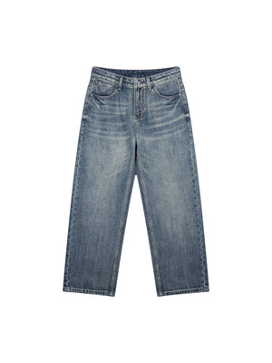 Men's Vintage Wash Straight Leg Denim Jeans