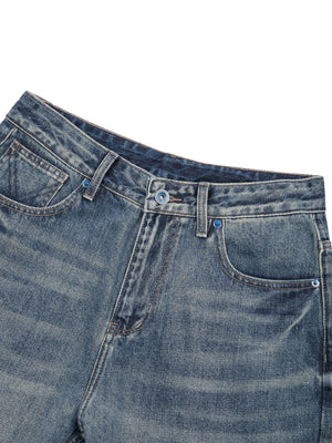 Men's Vintage Wash Straight Leg Denim Jeans