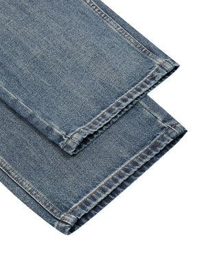 Men's Vintage Wash Straight Leg Denim Jeans