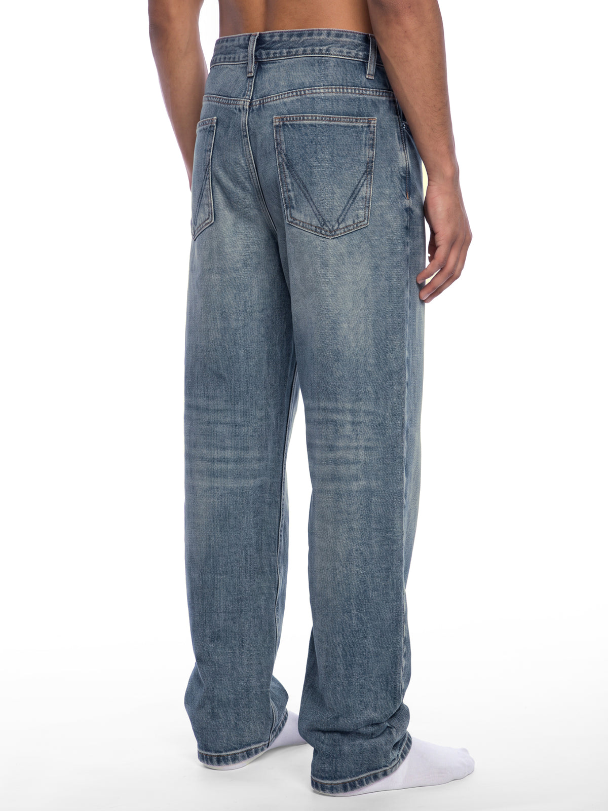 Men's Vintage Wash Straight Leg Denim Jeans