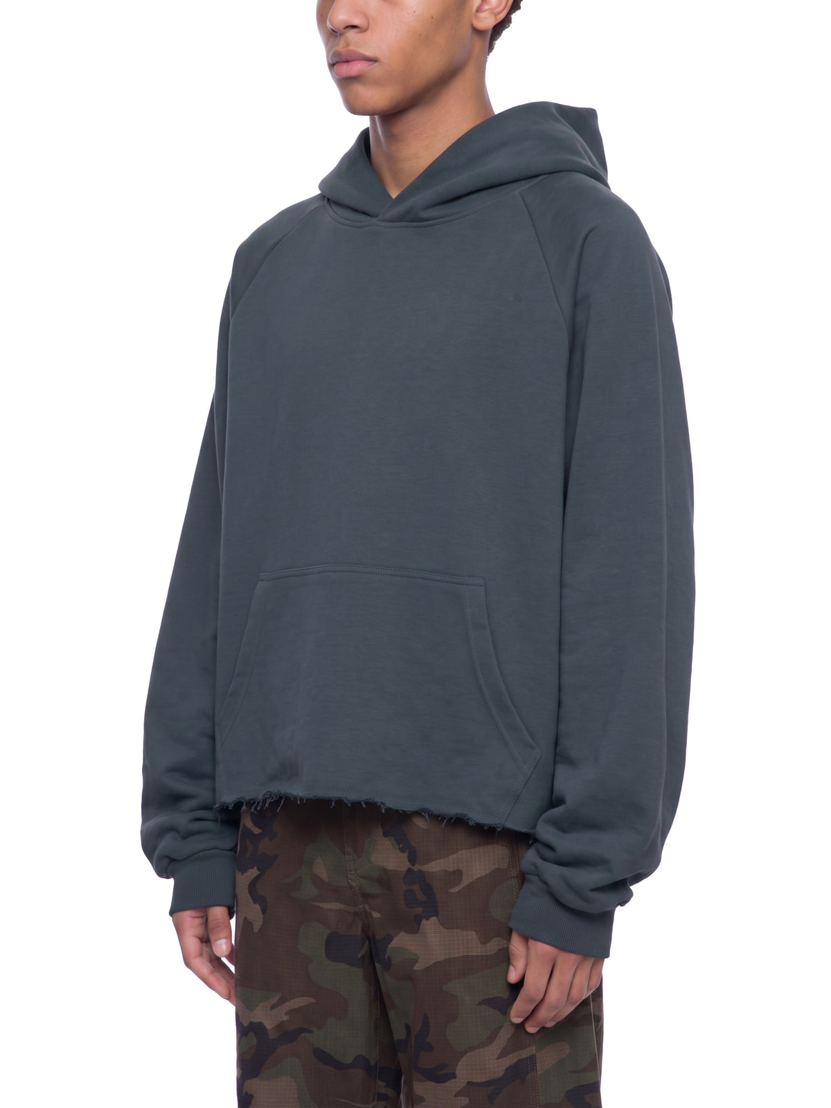 Unisex Vintage Wash Raw Edge Boxy Hoodie