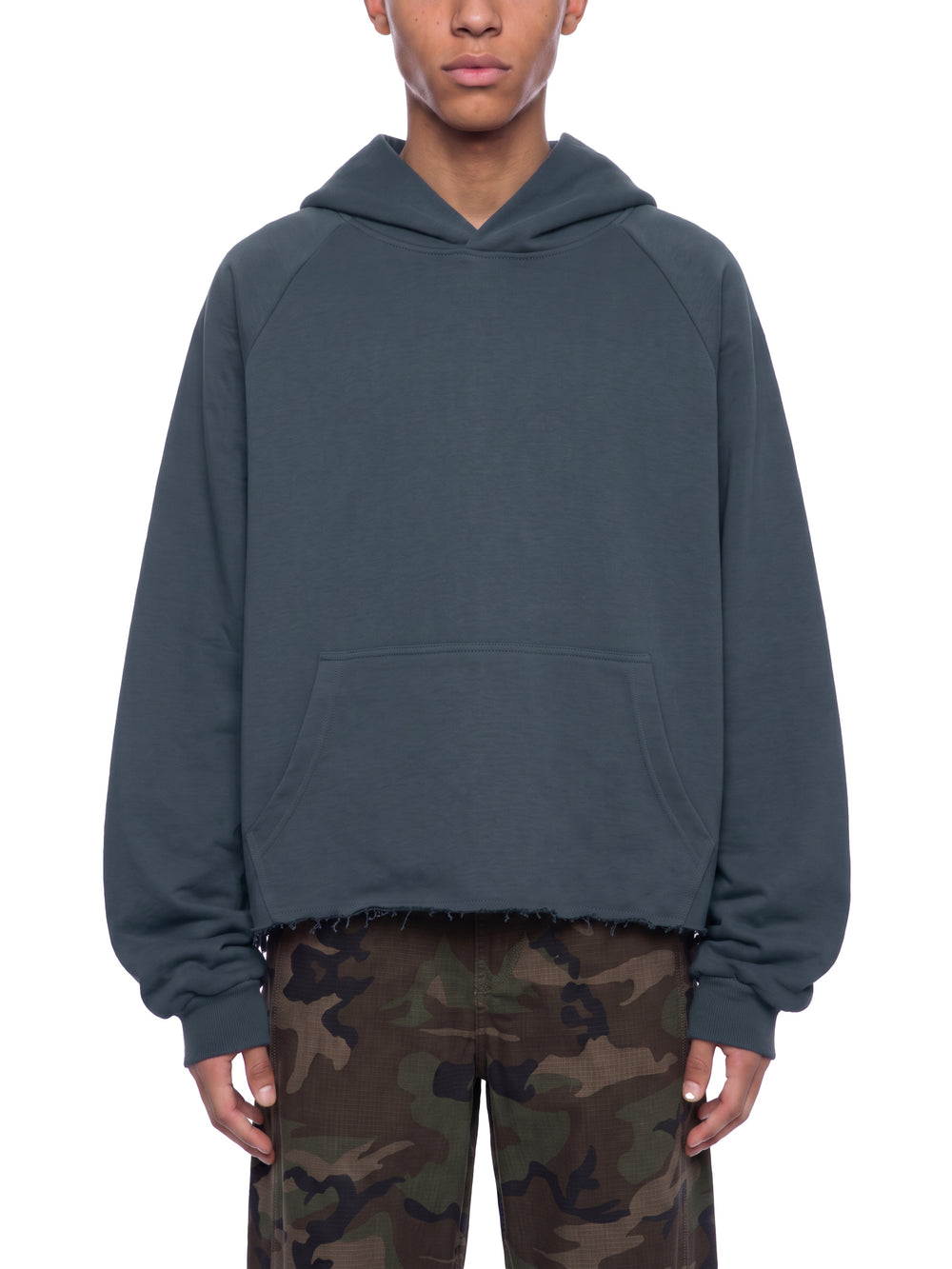 Unisex Vintage Wash Raw Edge Boxy Hoodie