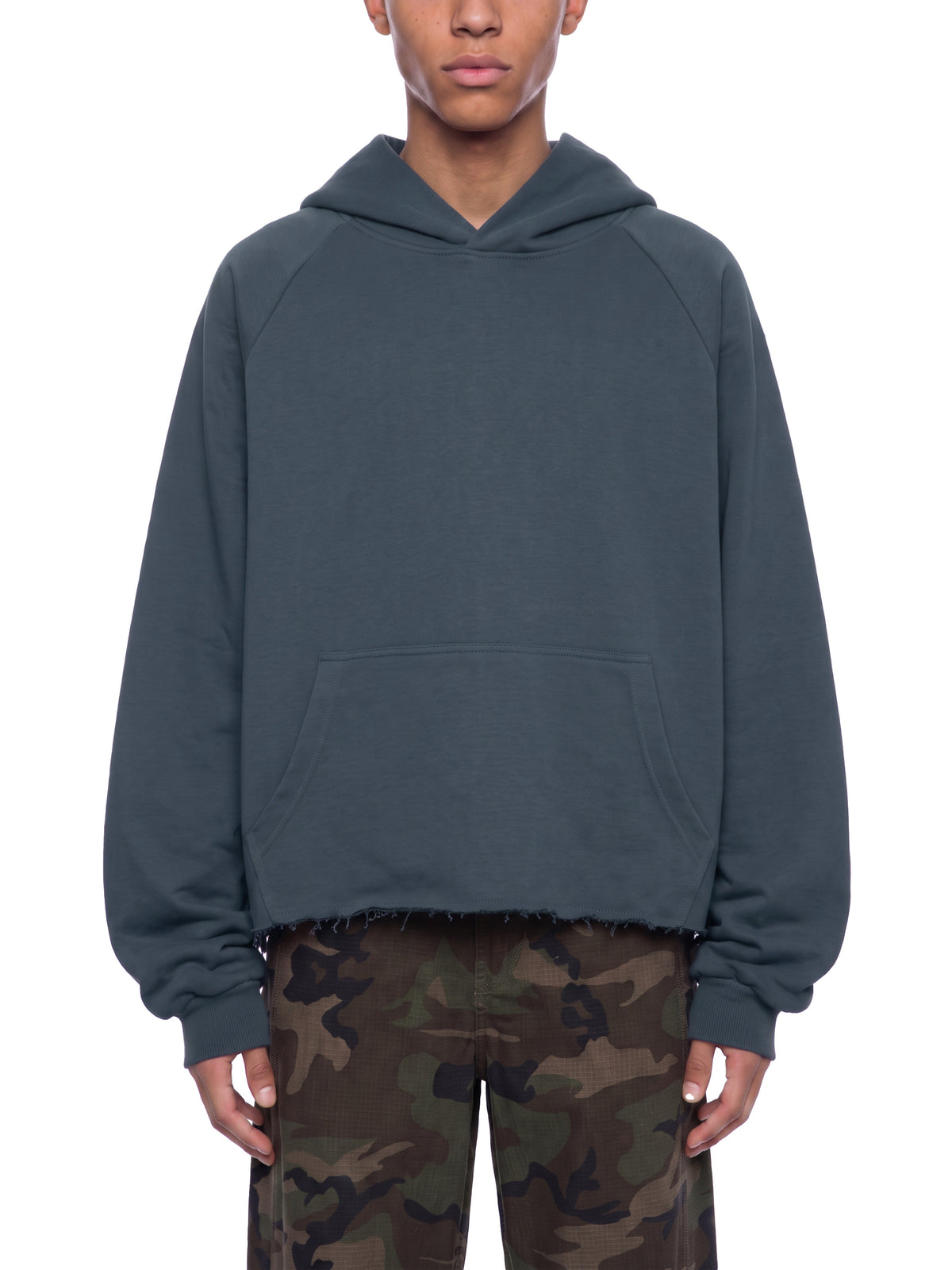 Unisex Vintage Wash Raw Edge Boxy Hoodie