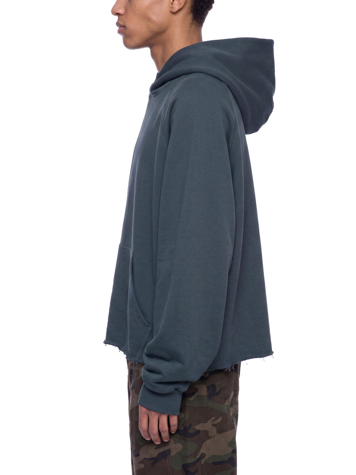 Unisex Vintage Wash Raw Edge Boxy Hoodie