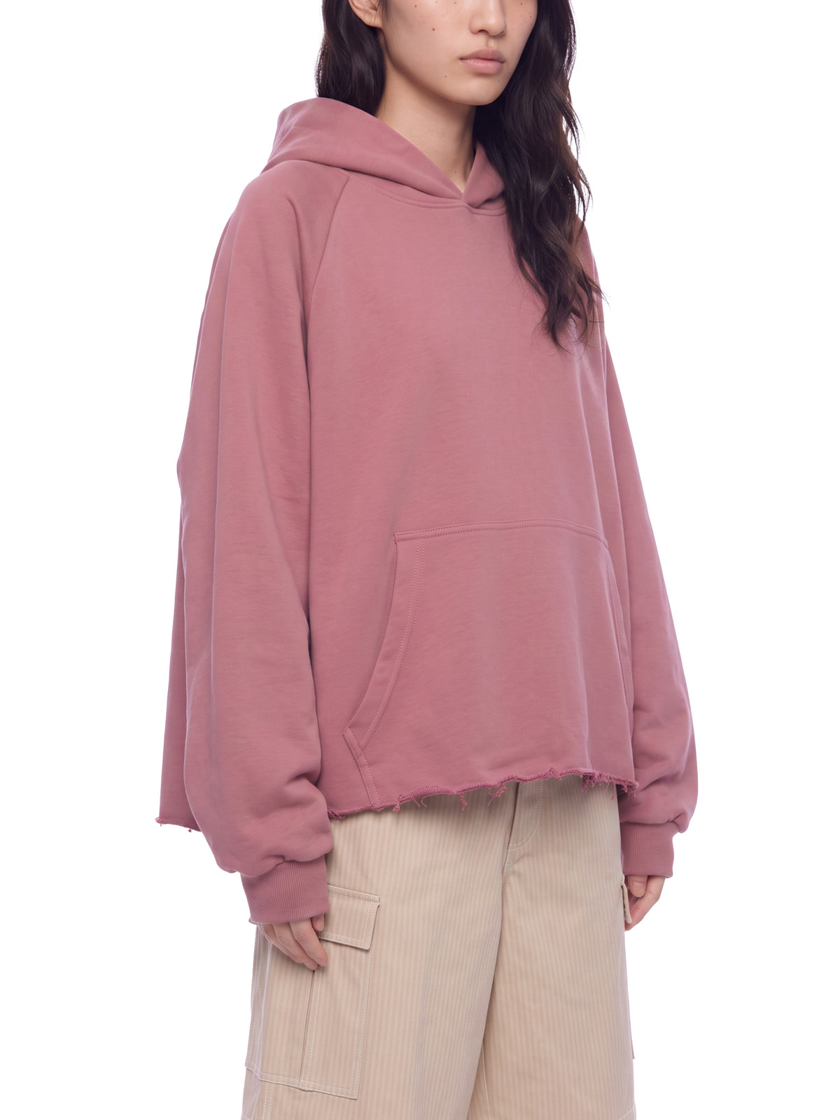 Unisex Vintage Wash Raw Edge Boxy Hoodie