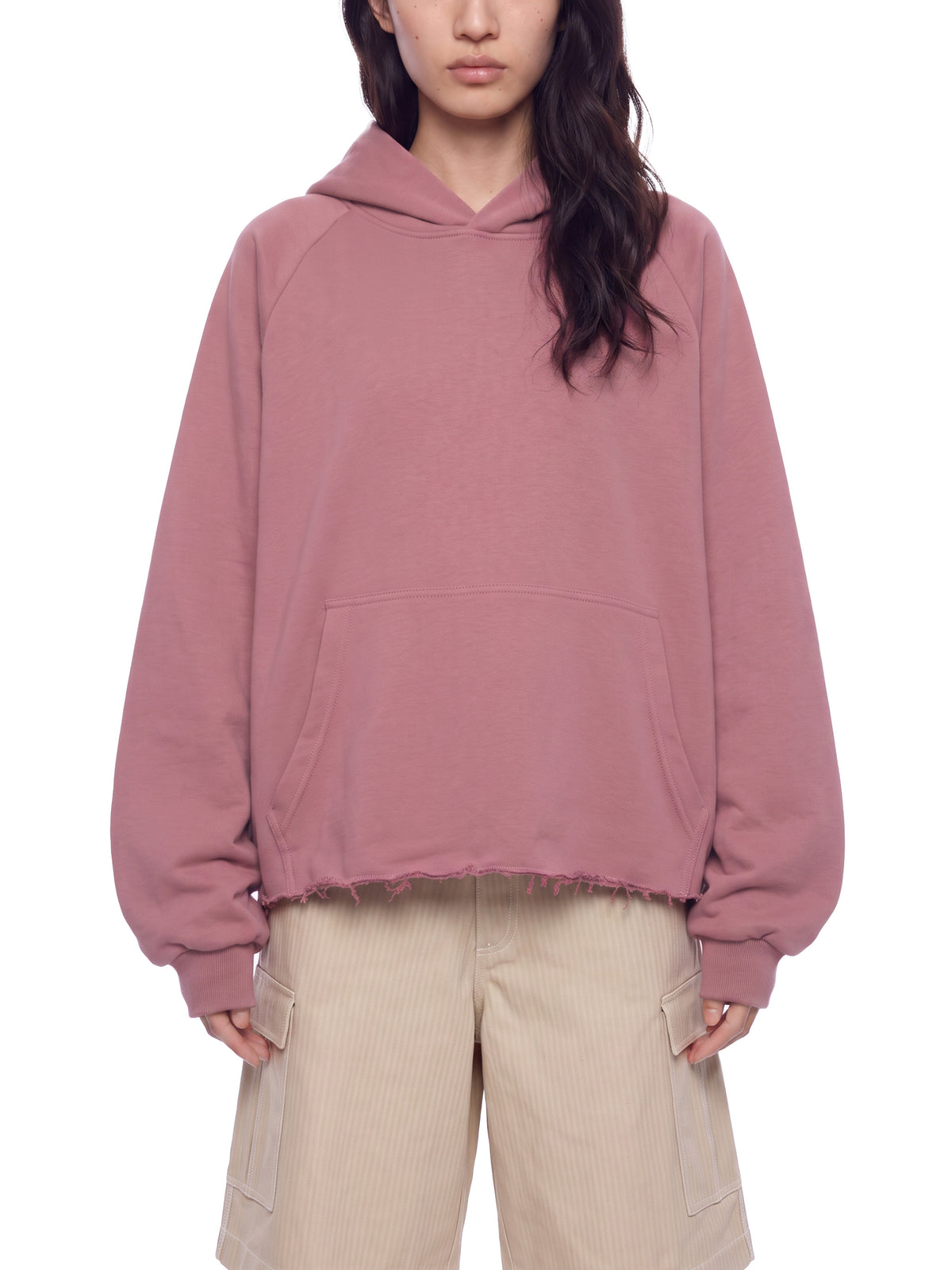 Unisex Vintage Wash Raw Edge Boxy Hoodie